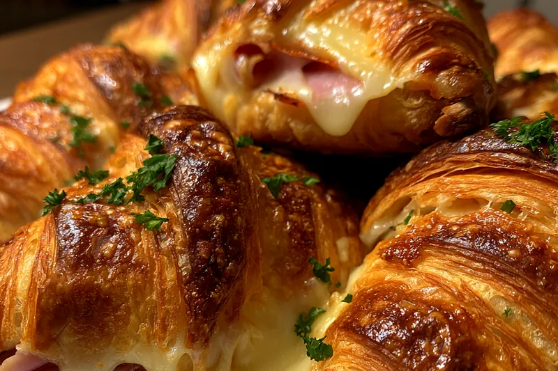Cooking process for Ham Cheese Croissant Bake