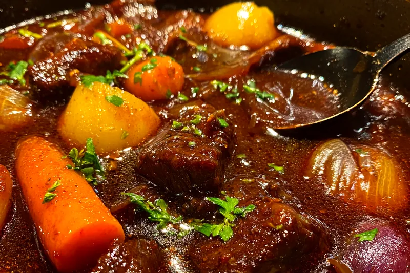 Cooking process for Hearty Beef and Vegetable Stew