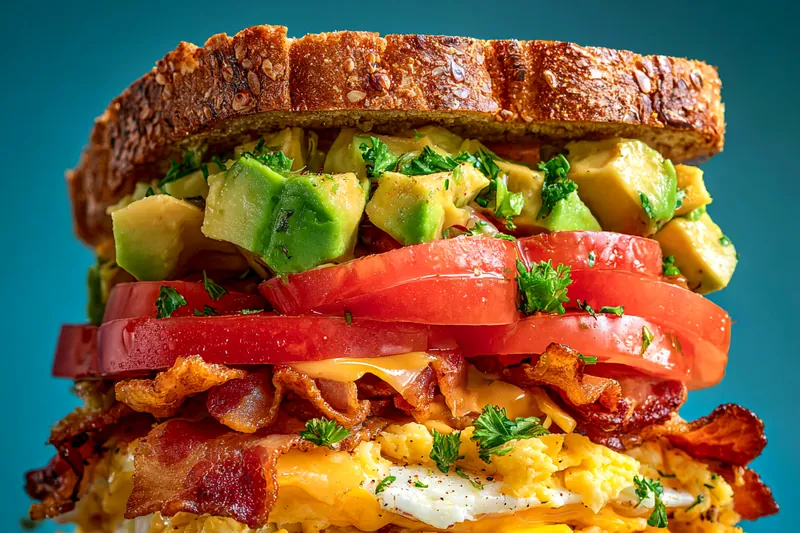 Cooking process for Hearty Breakfast Sandwich Delight