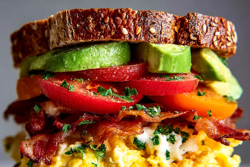 Fresh ingredients for Hearty Breakfast Sandwich Delight