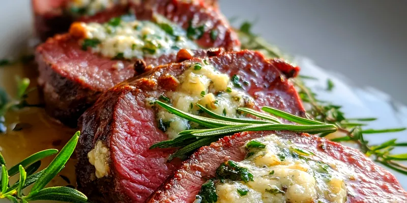 Delicious Herb Butter Beef Tenderloin served on a plate