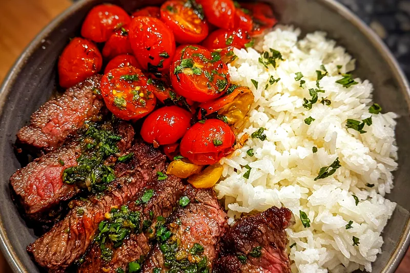Fresh herbs and spices for herb-infused steak