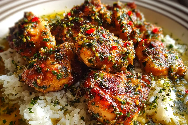 Cooking process for Herbed Chicken with Garlic Rice