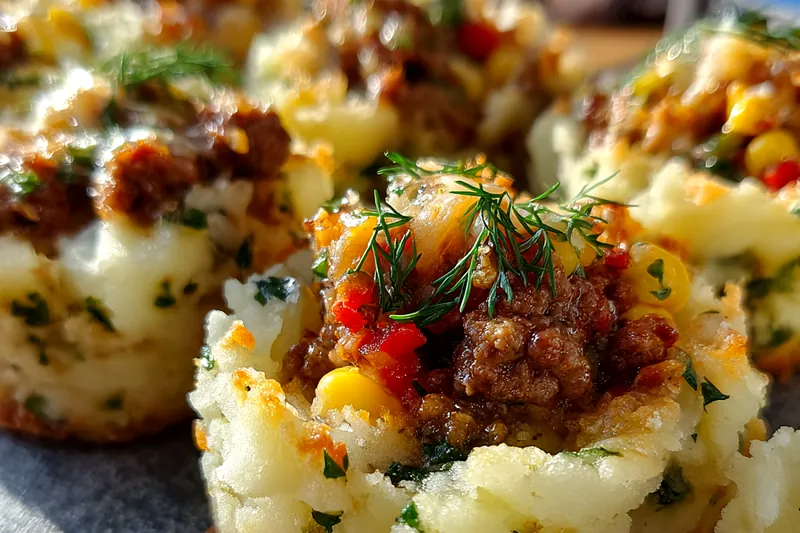 Cooking process for Herbed Potato Meat Cups