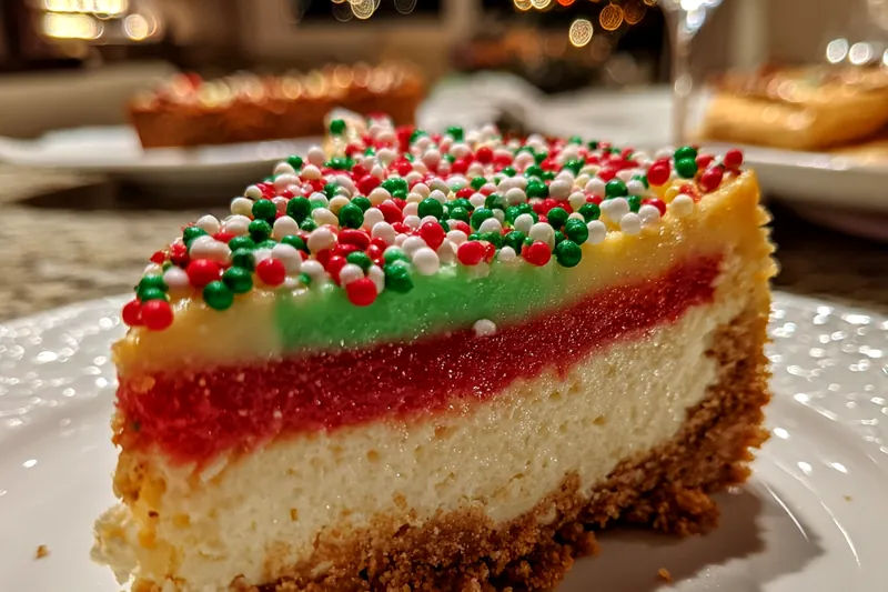 A colorful array of ingredients for Holiday Cheesecake Extravaganza including cream cheese, sugar, and fresh cranberries.