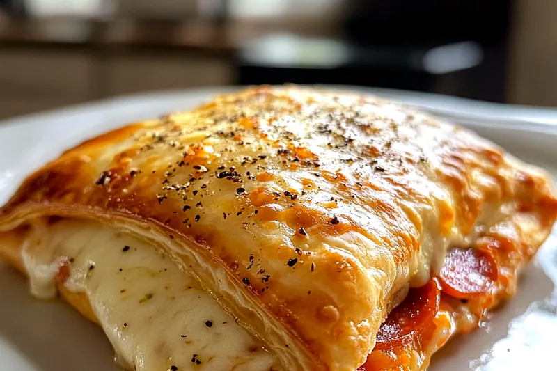 Preparing and baking Easy Homemade Cheesy Pizza Pockets in the kitchen.