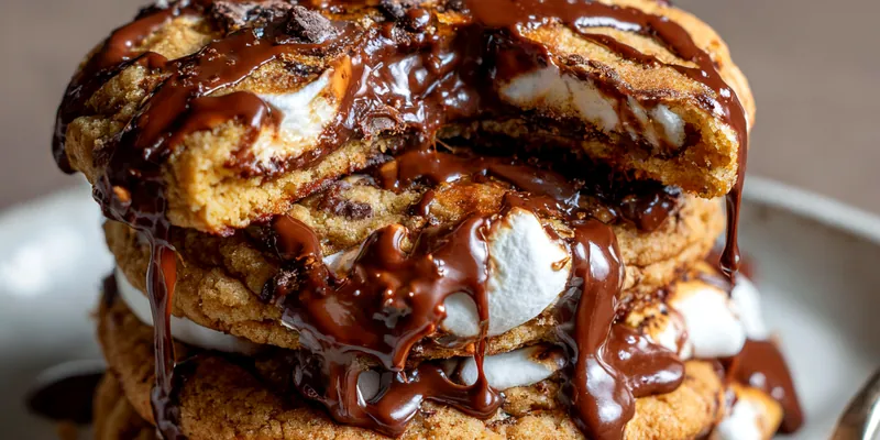 Plate of Homemade Nutella Marshmallow Cookies