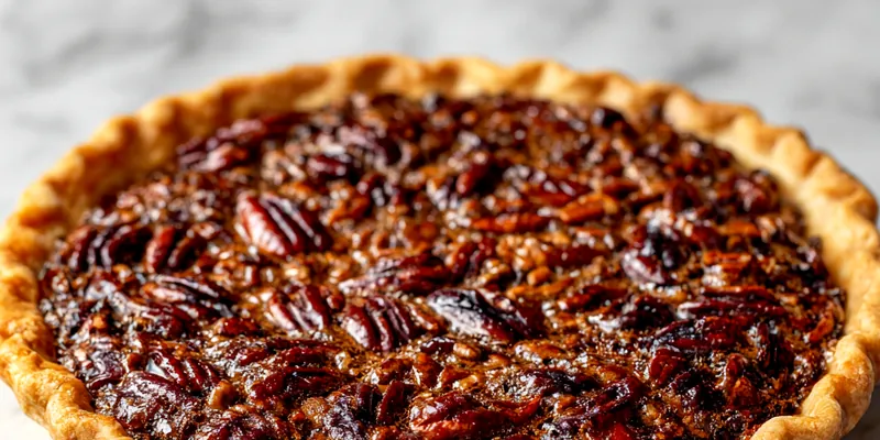 Delicious homemade Texas chocolate pecan pie on a wooden table