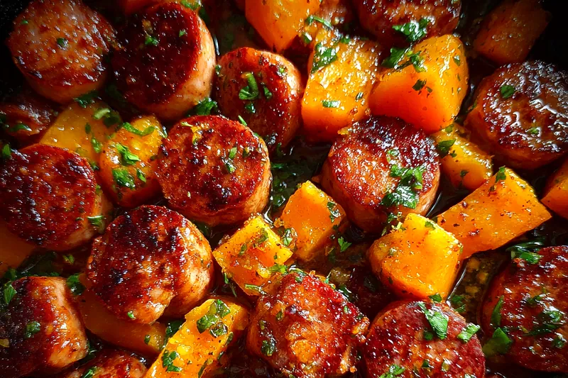 Fresh ingredients for Honey Garlic Sausage Delight