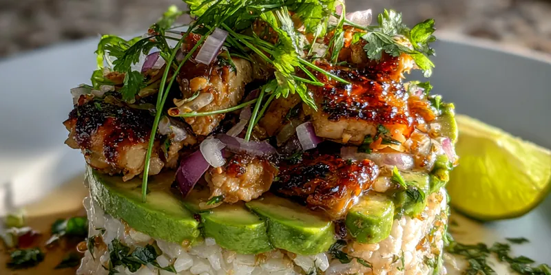 Delicious Honey Lime Chicken Stack served on a plate