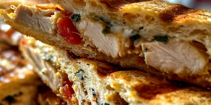 Delicious Honey Pepper Chicken Panini Pasta served in a bowl