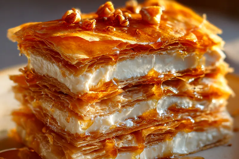 Fresh ingredients for Honey Phyllo Cheesecake Layers