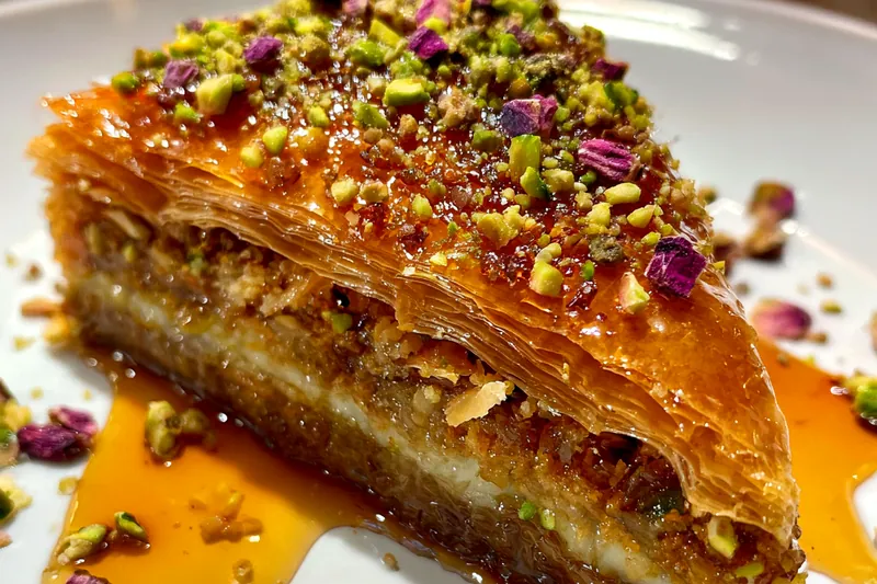 Cooking process for Honey Pistachio Layered Dessert