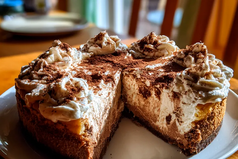 Ingredients for Hot Chocolate Cheesecake laid out on a kitchen counter.