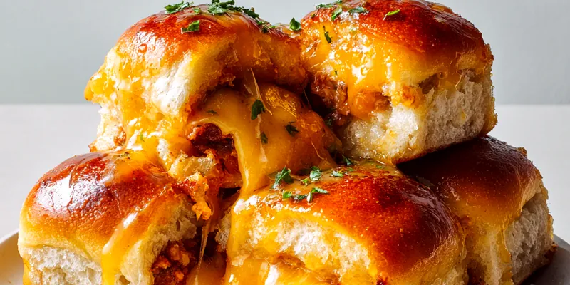 Delicious hot roll sandwiches on a serving platter