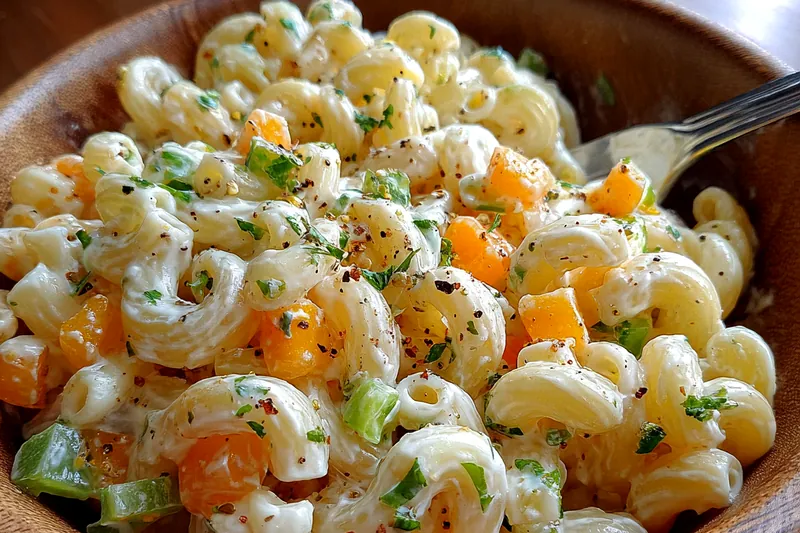 Cooking process for Jalapeño Macaroni Salad Delight