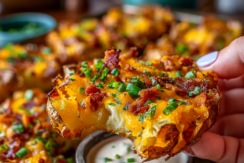 A step-by-step process of preparing Cheesy Jalapeno Smashed Potatoes, showcasing the mixing and baking stages.