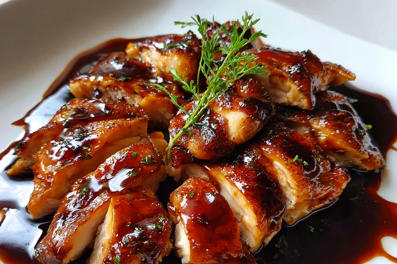 Chicken and vegetables baking in the oven