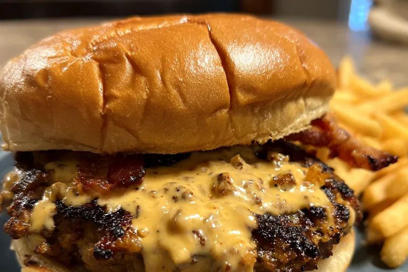 Cooking process for Juicy Burger with Bacon Sauce