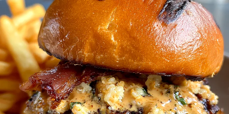 Juicy Burger with Bacon Sauce