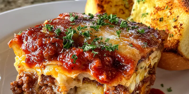 Delicious Lasagna Meets Cheeseburger dish served on a plate
