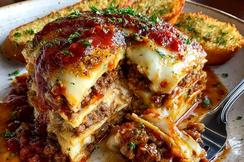 Fresh ingredients laid out for Lasagna Meets Cheeseburger