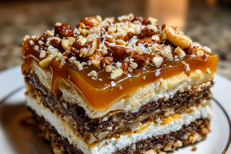 Cooking process for Layered Caramel Nut Delight