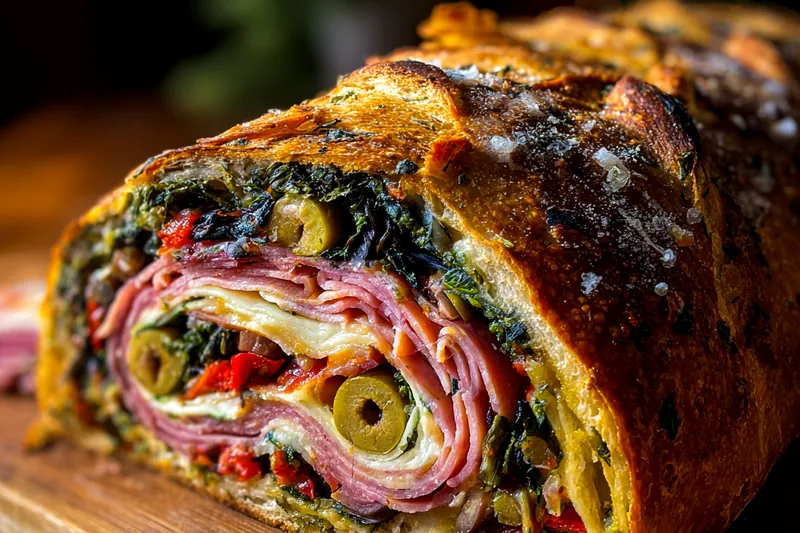 Cooking process for Layered Italian Picnic Sandwich