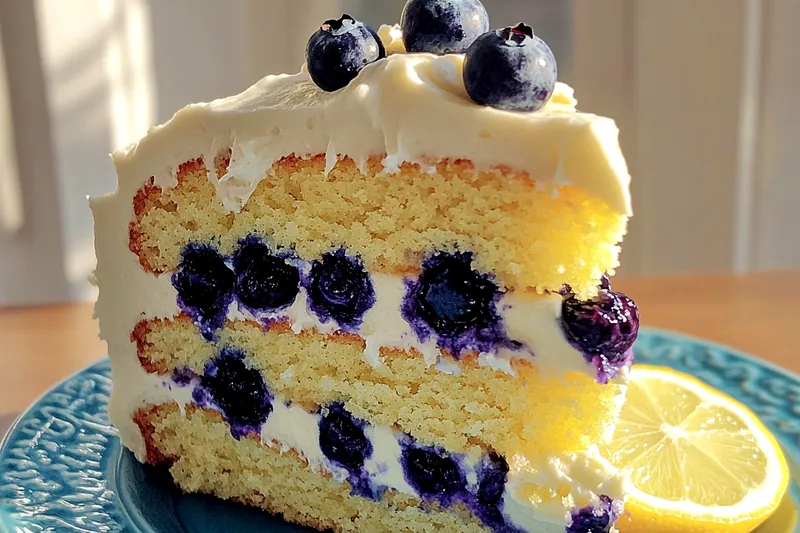 A freshly baked Delicious Lemon Blueberry Delight cooling on a wire rack.