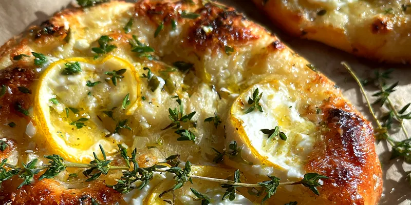 Delicious Lemon Herb Cheese Pizza served on a plate