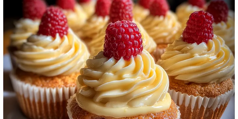 Delicious Lemon Raspberry Filled Cupcakes served on a plate