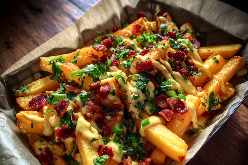 Cooking process for Loaded Bacon Cheese Fries