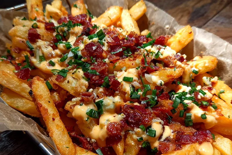 Fresh ingredients for Loaded Bacon Cheese Fries