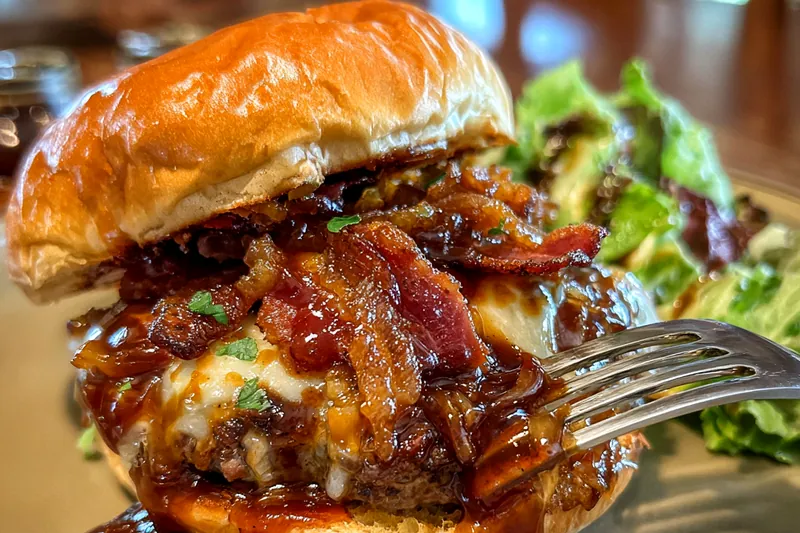 Fresh ingredients for Maple Bourbon BBQ Bacon Burger