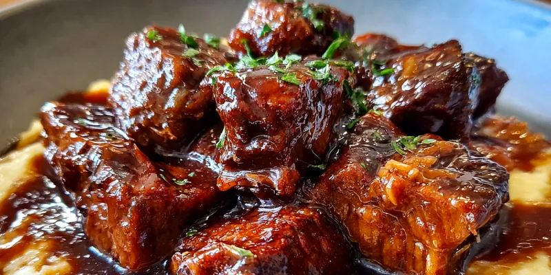 Delicious Maple Bourbon Glazed Ribs served on a plate