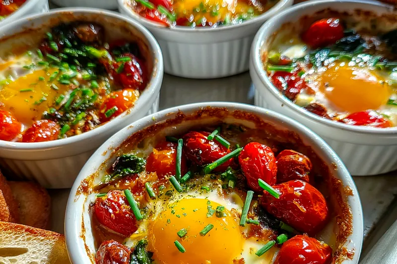 Cooking process for Mediterranean Baked Egg Delight