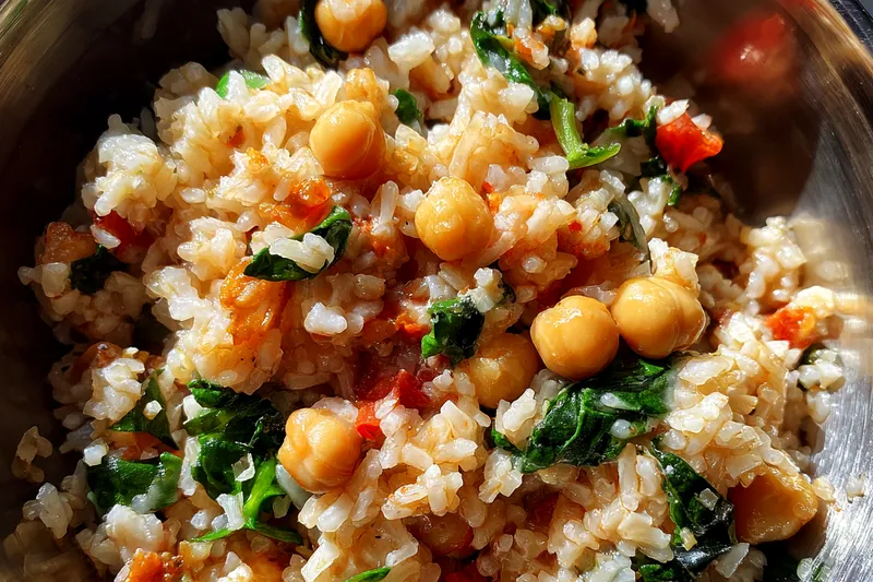 Fresh ingredients for Mediterranean Chickpea Rice Delight