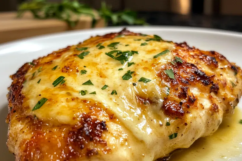 Chef carefully frying the breaded chicken in a skillet, highlighting the golden crust forming.