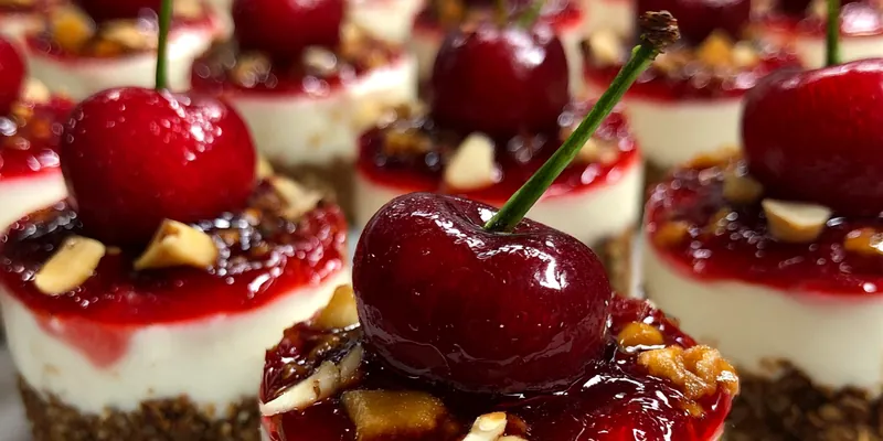 Delicious Mini Cherry Cheesecake Bites served on a plate