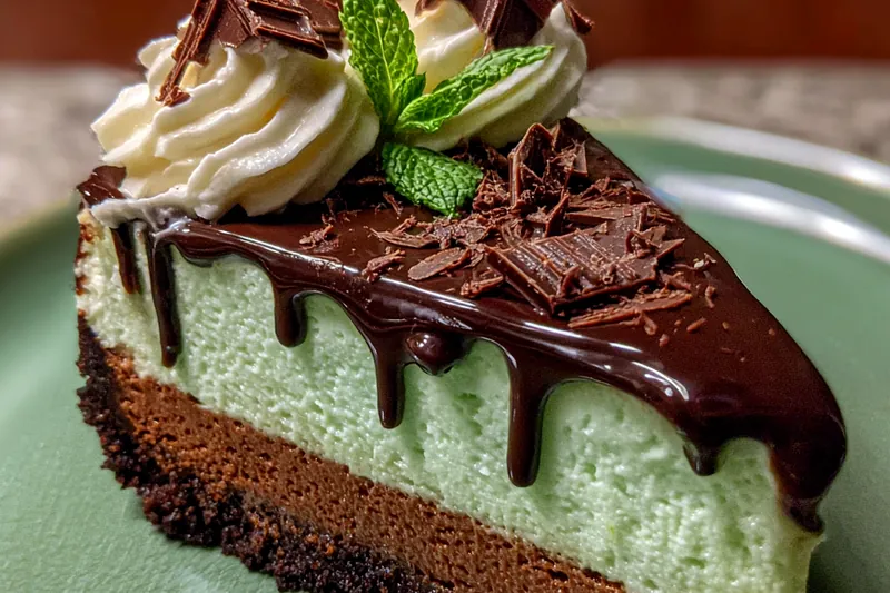 A step-by-step process of preparing Minty Chocolate Delight showing the melting chocolate and mixing ingredients.