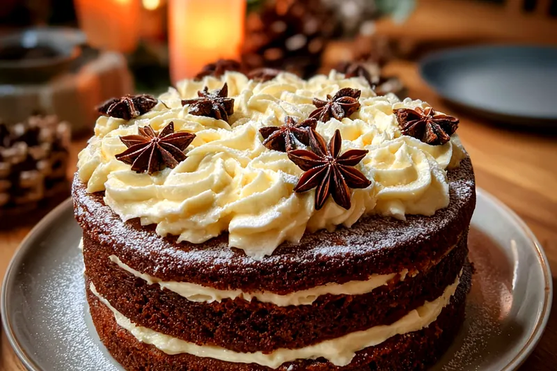 The gingerbread cake baking in the oven, with the delicious aroma filling the kitchen.