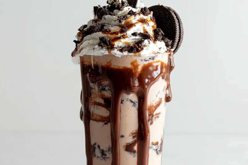 Blending ingredients for Monster Mash Cookies and Cream Milkshake.