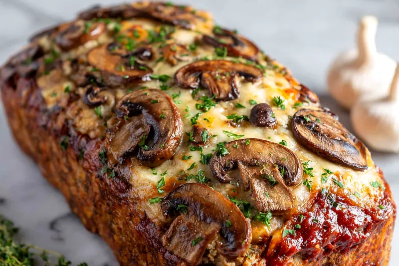 Fresh ingredients for Bacon Mushroom Swiss Cheese Meatloaf