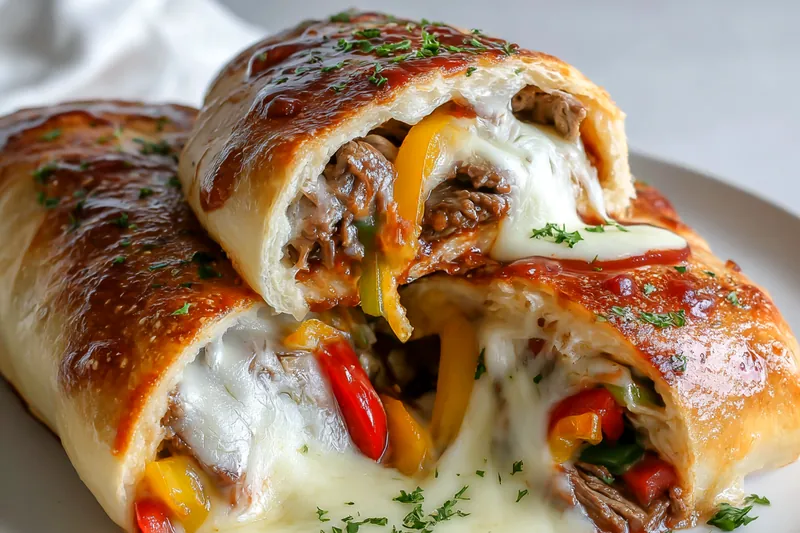 Fresh ingredients for Mozzarella Cheese Steak Stromboli