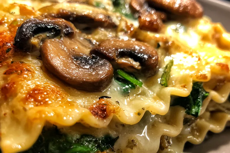 Fresh ingredients for Mushroom Spinach Layered Bake