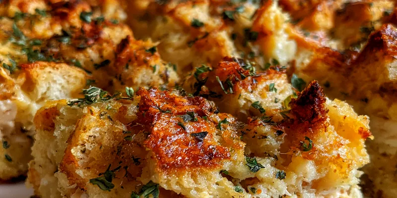 Delicious Neiman Marcus Chicken Casserole in a baking dish