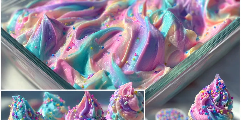 Delicious Pastel Cotton Candy Ice Cream served on a plate