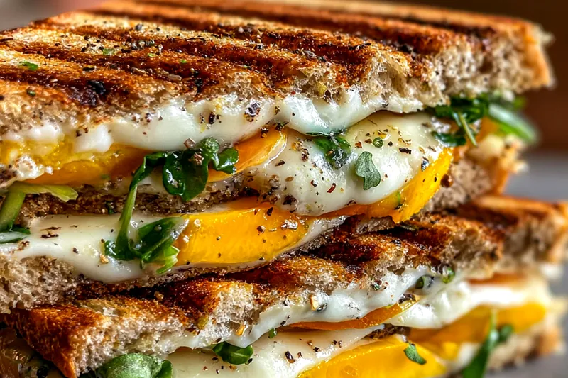 Cooking process for Peach Cheddar Grilled Delight