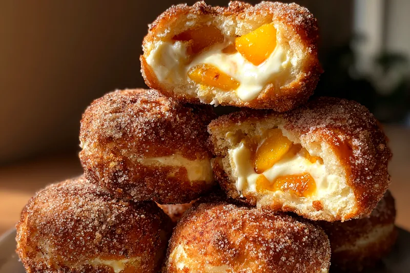 Cooking process for Peach Cheesecake Donuts