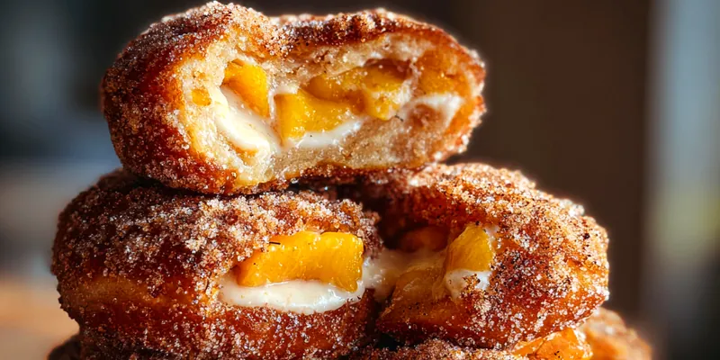 Delicious Peach Cheesecake Donuts served on a plate